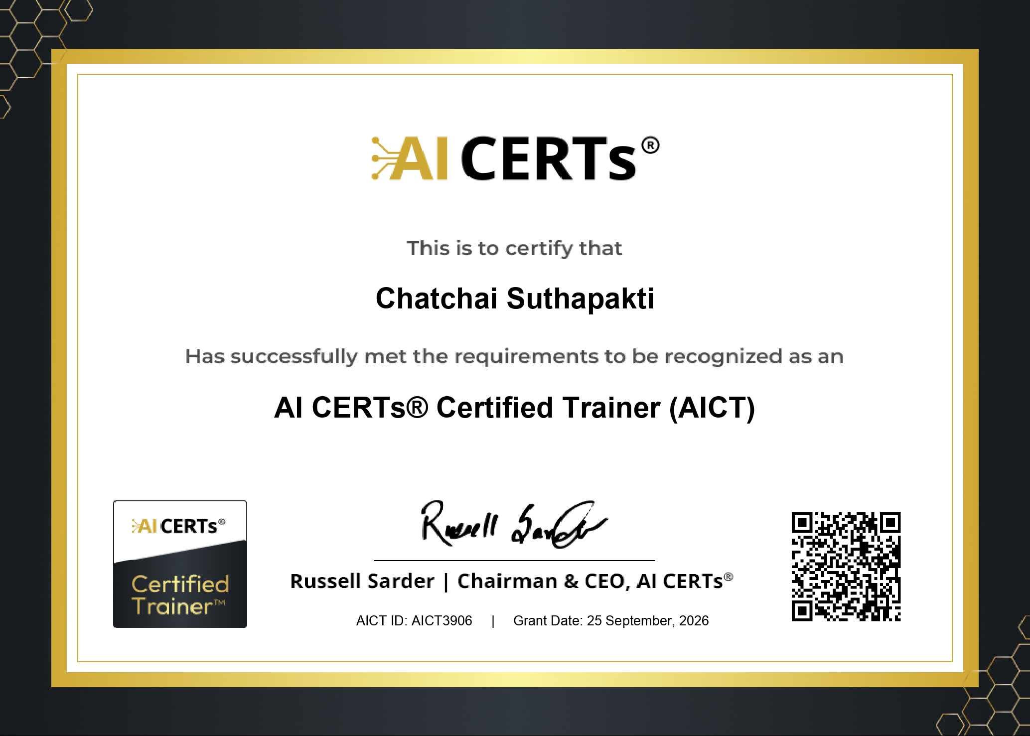 Certified Trainer (AICT) certificate